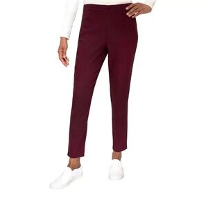 NWT Mario Serrani Italy Textured Pull On Pants Burgundy Slim‎ Leg Size Small
